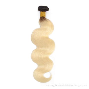 100% Unprocessed Caucasian Human Hair 1B 613 Blonde Ombre Color Remy Ukrainian Hair Weave Bundles With Lace Closure Frontal